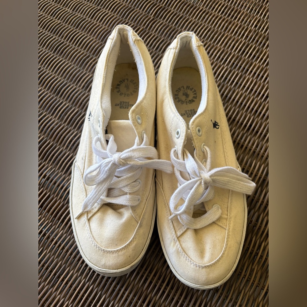 Cream Canvas Sneakers with White Laces